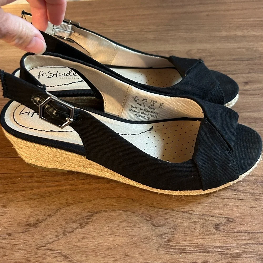 LifeStride espadrilles sz 5 black, Flex Soft System, dressy casual, chic, beach